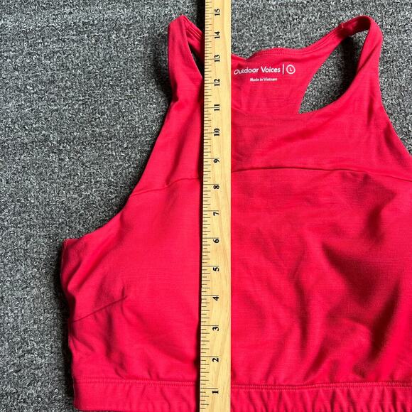 Outdoor Voices Red TechSweat High Neck Crop Top Sports Bra L - Picture 6 of 8